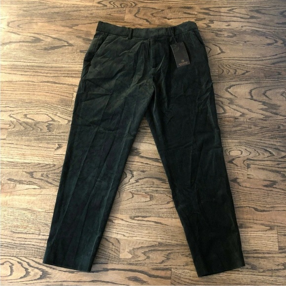 Scotch & Soda FAVE regular tapered fit Sz 36 x28 Stretch Velvet dark green pants - Picture 4 of 8